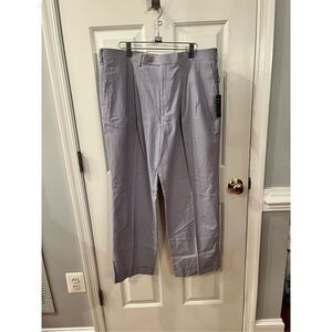 CHAPS Blue & White Stripe Faux Seersucker Pleat Front Pants sz 38/30 NWT